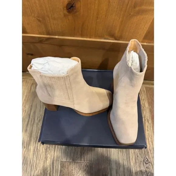 Splendid Andromeda Platform Suede Bootie, Chunky Wood Platform, Beige, 9, NWT - Picture 3 of 11